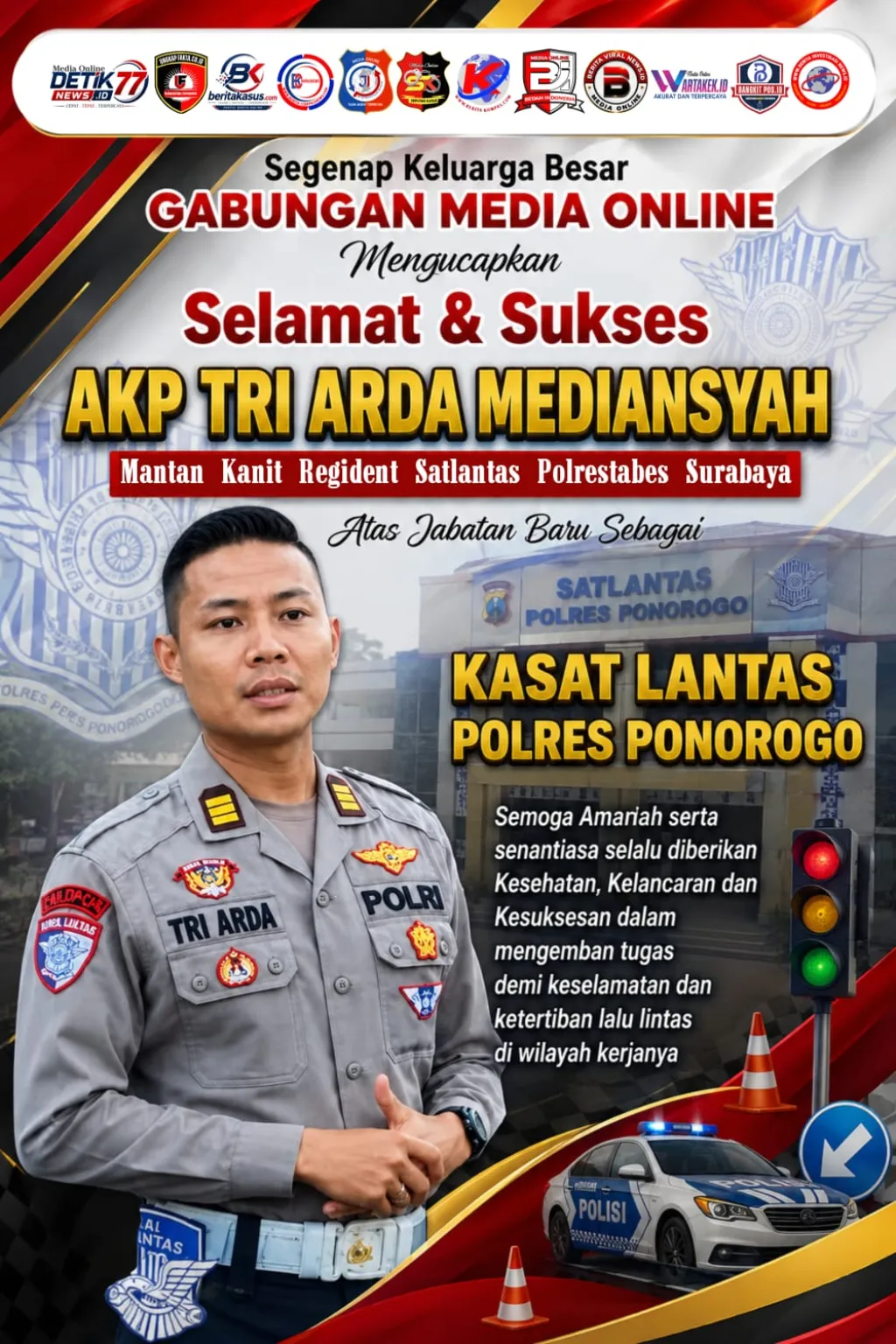 Gabungan Media Online Ucapkan Selamat dan Sukses kepada AKP Tri Arda Mediansyah atas Jabatan Baru sebagai Kasat Lantas