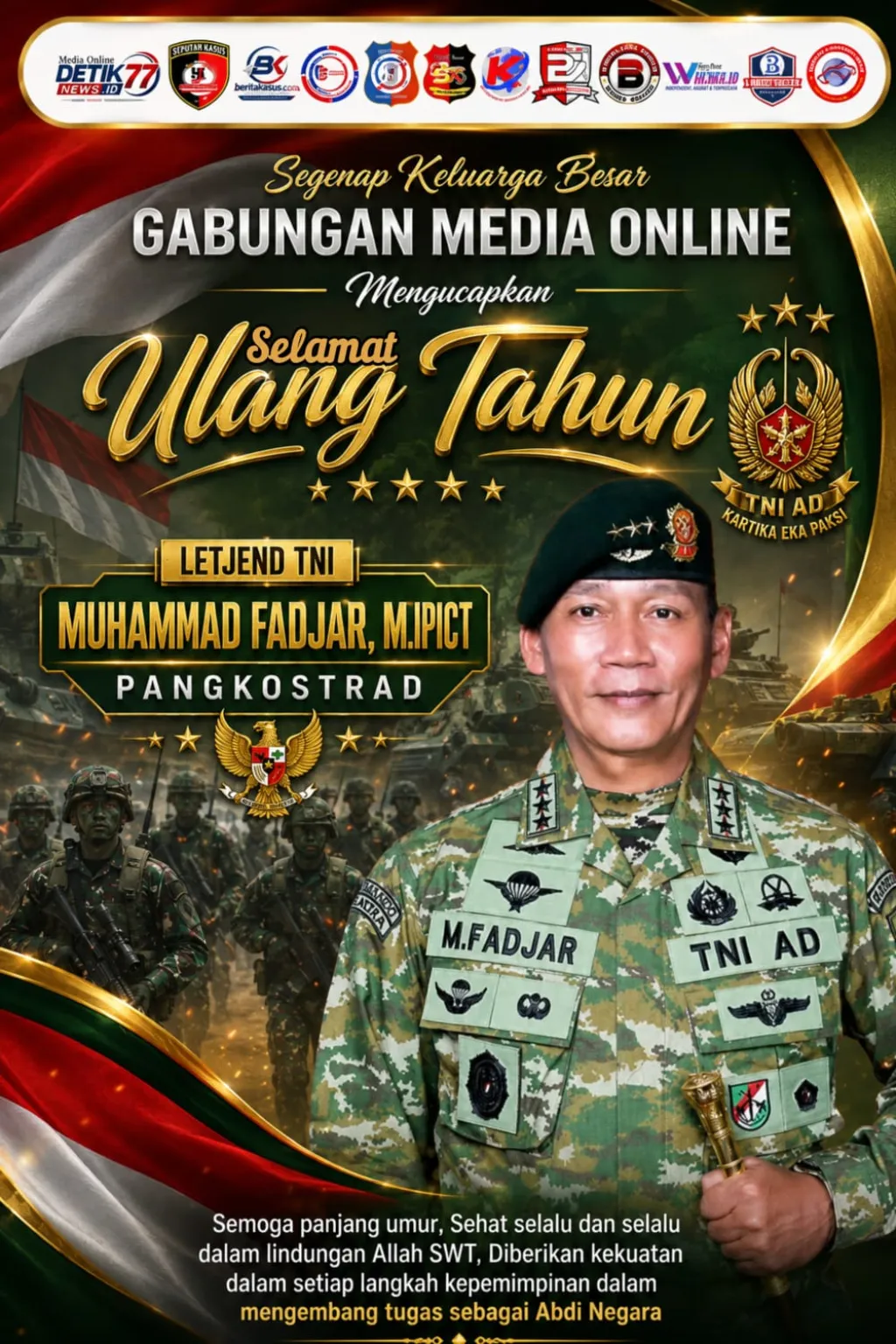 Umar Hayat dan 12 Media Online Sampaikan Selamat HUT Pangkostrad Letjen TNI Mohammad Fadjar