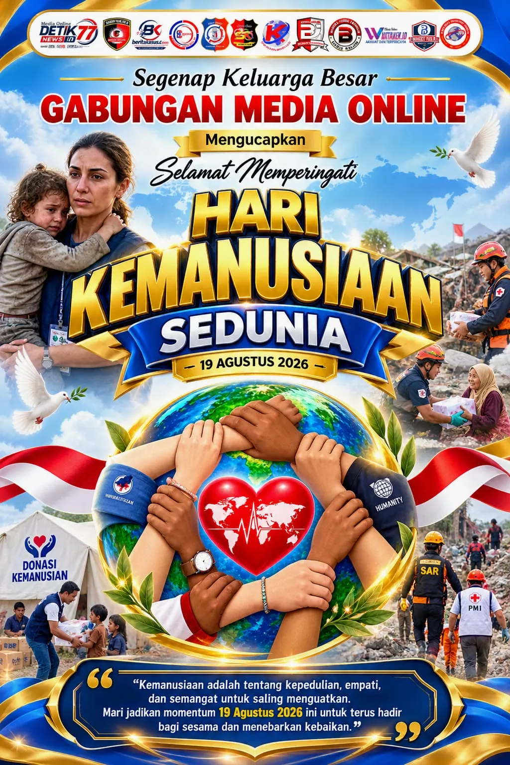 Gabungan 12 Media Online Ucapkan Selamat Hari Kemanusiaan Sedunia 2026