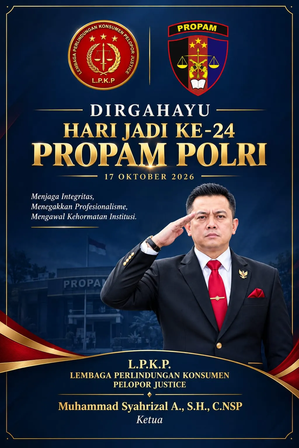LPK Pelopor Justice Ucapkan Dirgahayu ke-24 Propam Polri, Dukung Penguatan Integritas dan Profesionalisme