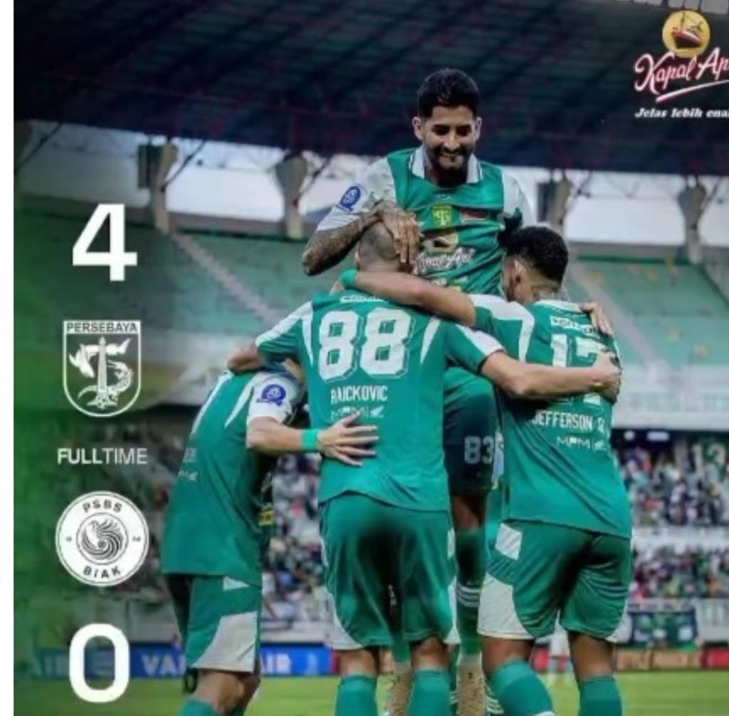 Persebaya Mengamuk di GBT, Hajar PSBS Biak 4-0 dan Dekati Zona Empat Besar